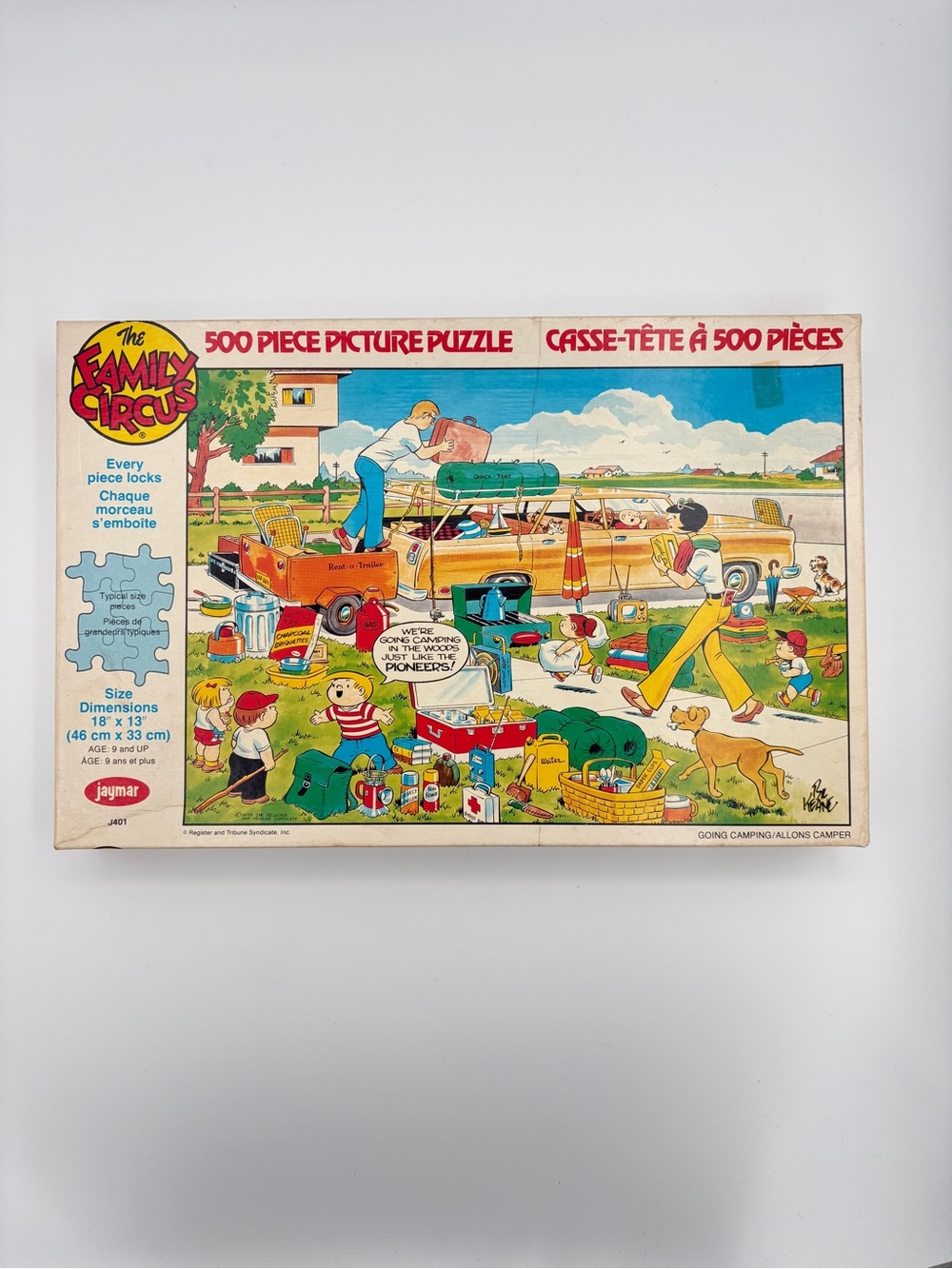 Vintage THE FAMILY CIRCUS “Going Camping” 500 Piece Puzzle Bill Keane Comic Art